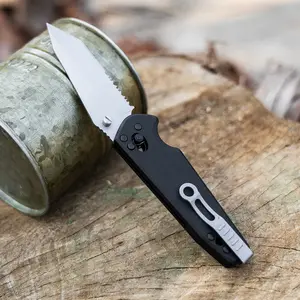 Multifunctional Utility  lightweight EDC Pocket Knife - One-Handed One-Hand- push Button Lock,Reverse Tanto Blade,Light weight, Tool&Perfect Gift for Outdoor Lovers multi-tool equipment black aluminum handle tactical camping survival built-in flashlight