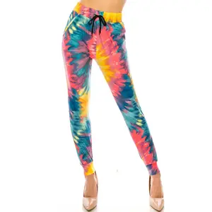 Buttery Smooth Multi-Color Bold Tie Dye Joggers - Luxurious All Day Comfort - Banded Waist and Ankle Finish - Tie String Waist - 2 Pocket Front - 4 Sizes Small to Extra Large - Fashion Casual Joggers - Ideal for Everyday Fashion - Casual Womenswear