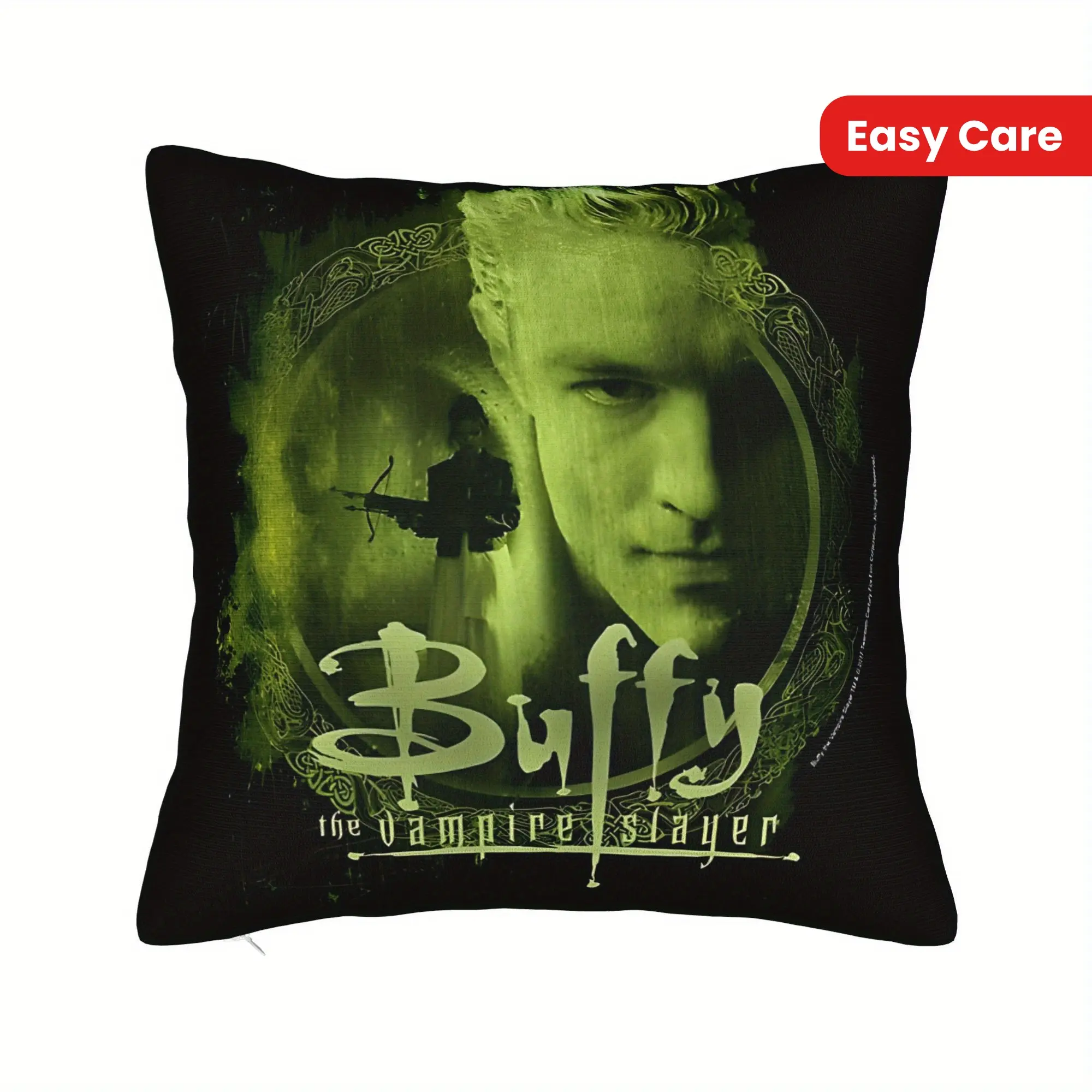 Buffy The Vampire Slayer Spike Throw Pillow Cover - Contemporary Geometric Design, Machine Washable Zipper Closure, Sofa & Living Room Decor for TV Show Fans, Fan Merchandise, Easy Care Fabric