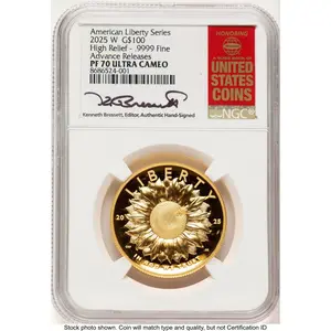 Modern Bullion Coins (2025-W G$100 American Liberty High Relief, DC AR Kenneth Bressett Red Book)