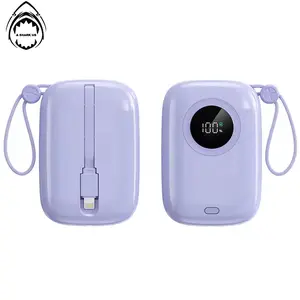 10000mAH Mini Power Bank, With Charging Cable Digital Display, Fast Charging USB Type-c Output Interface, Suitable for IPhone and Android Phones