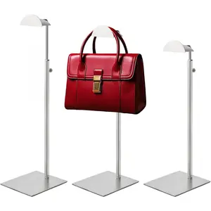 Handbag Display Stand - Set of 3 Purse Display Stand Stainless Steel Jewelry Organizer Stand Table Hanging Hook Stands Adjustable Height for Home Store Boutique Counter