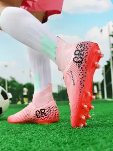 Parent-Child Gold-Blue Long-Studded Football Shoes, Soccer Shoes, Sports Competitive Style, Wear-Resistant Synthetic Material, Comfortable, Ideal for Parent-Child Football & Professional Training