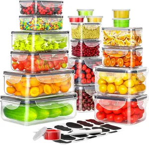 40 PCS Food Storage Containers with Lids Airtight (20 Containers & 20 Lids), Plastic Storage