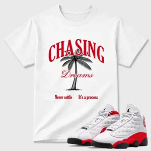Unisex T-shirt To Match Sneakers Jordan 13 University Red - Chasing Dreams. 100% Cotton for Casual Wear. Comfortable Summer Unisex T-Shirt to match Jordan Sneaker. Streetwear Style. urban outfitters