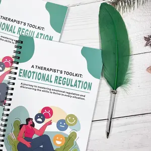 Emotional Regulation Management Workbook, Therapeutic Work Sheets, Self-Regulation Neurological Plan Notebook, Matching Color Feather Pen