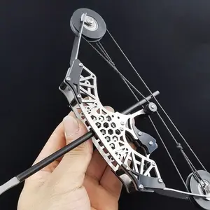Delicate mini composite bow Stainless steel with 4 arrows small roller bow outdoor camping archery target collection toy crafts