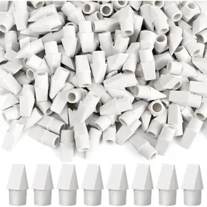 Grayish White Pencil Top Eraser Caps-Compact Bullet Tip Erasers For Home, School & Office Essentials