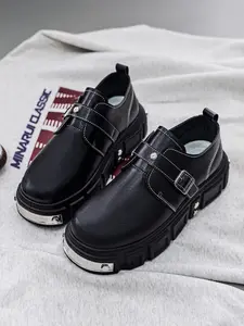 Men's Thick Sole Derby Shoes, Closed Slip-On Height Increase, Big Leather Oxford Punk Style, Casual British Fashion Sneakers, Walking Shoes