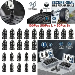 100Pcs Vacuum Tire Repair Rubber Nails, Tubeless Tire Repair Tool Self-Service Screw Kit for Automotive & Motorcycle