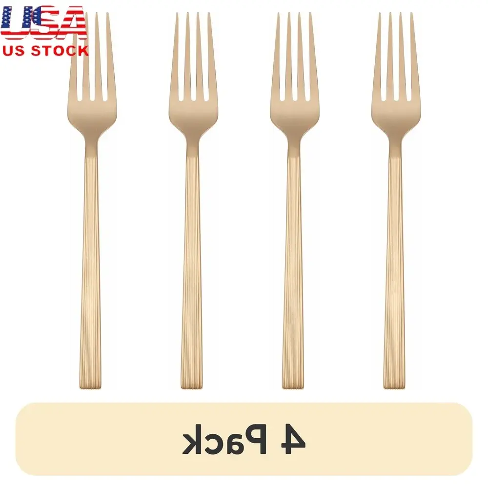 4 Pack Stainless Steel Salad Forks River Gold Ergonomic Design Durable Tableware Casual Formal Dining Experience XMSJ