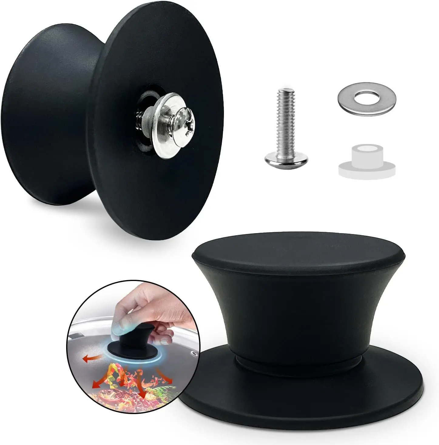 Universal Pot Lid Replacement Knobs,   Pan Lid Holding Handles, Heat Resistant, Non-Slip Handle for Kitchen Cookware  and Covers (2 Packs)