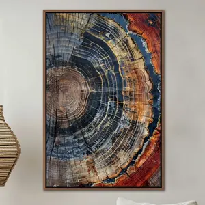 Tree Ring Framed Wall Art, Abstract Colorful Tree Ring Wall Decor, Minimalist Home Canvas Art, Modern Farmhouse Living Room