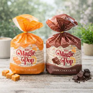 Kim's Magic Pop - Salted Caramel Flavor Drizzled & Dark Chocolate Combination [12 pack] Snack Dessert