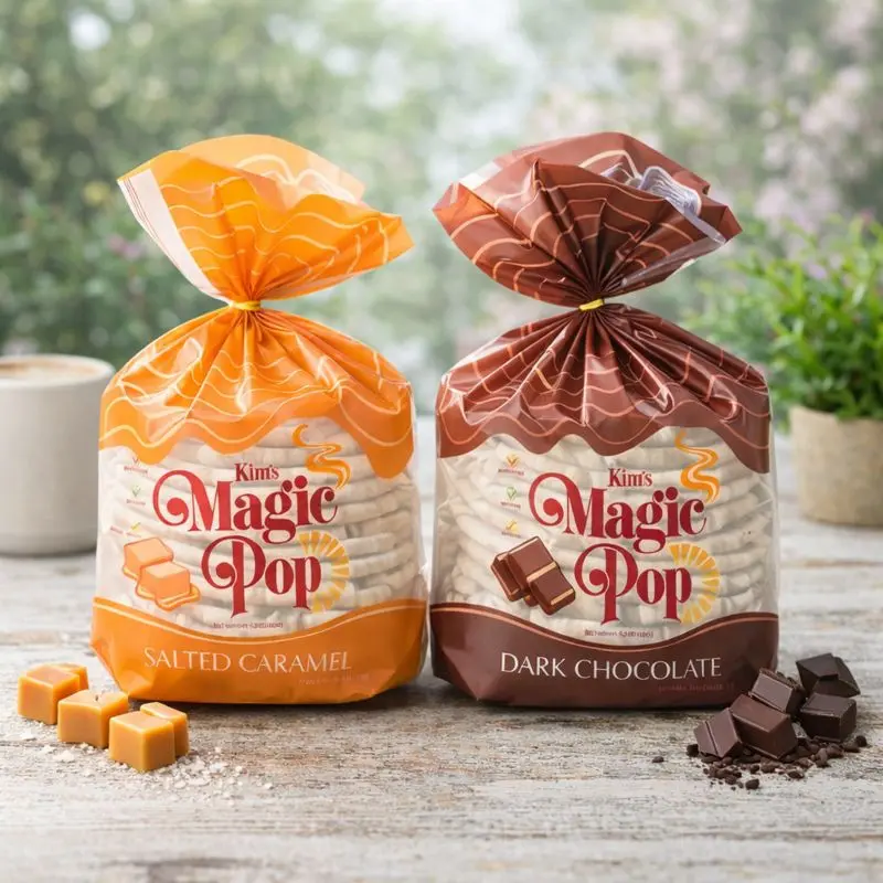 Kim's Magic Pop - Salted Caramel Flavor Drizzled & Dark Chocolate Combination [12 pack] Snack Dessert