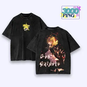 Limbus Company Don Quixote Vintage Bootleg Inspired Wash Tee, Retro Anime RPG Gaming Graphic Unisex T-Shirt, Project Moon Sinner Throwback Heavyweight Sweatshirt, Glowing Aura Nostalgia Oversized Streetwear Hoodie And Tank Top Apparel