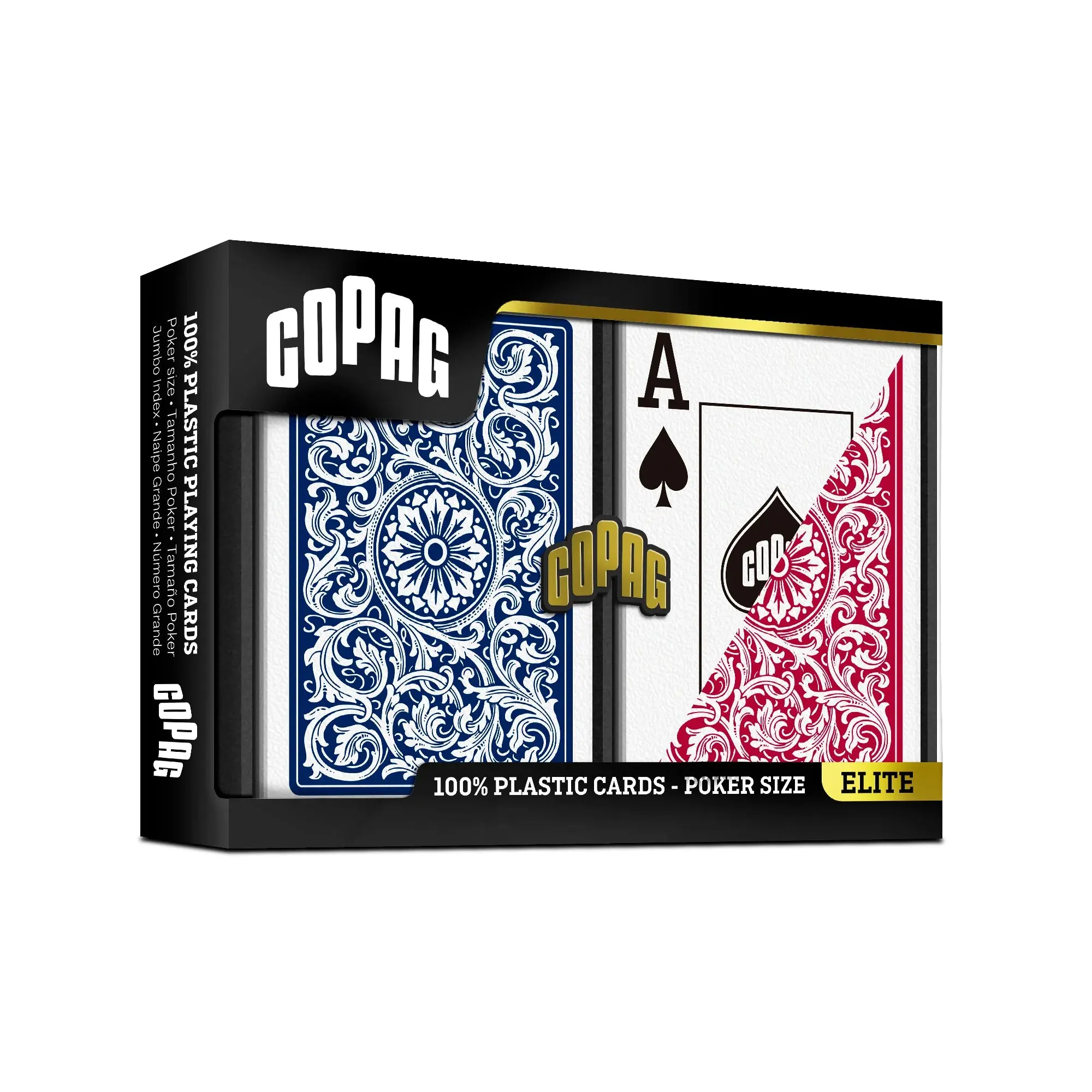 Copag 1546 Plastic Double Deck Playing Cards Set - Poker Size, Red-Blue Colors, Jumbo Index, Standard Cards for Teens & Serious Poker Players, Tournament-Ready Decks, Card Games For Teens
