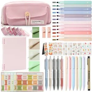 Bible Journaling Kit with Pencil Case, Bible Highlighters and Pens with Tabs, Notebook, Bible Study Supplies Journel Essentials Accessories Tools for Women,Back to School Gifts (Pink)