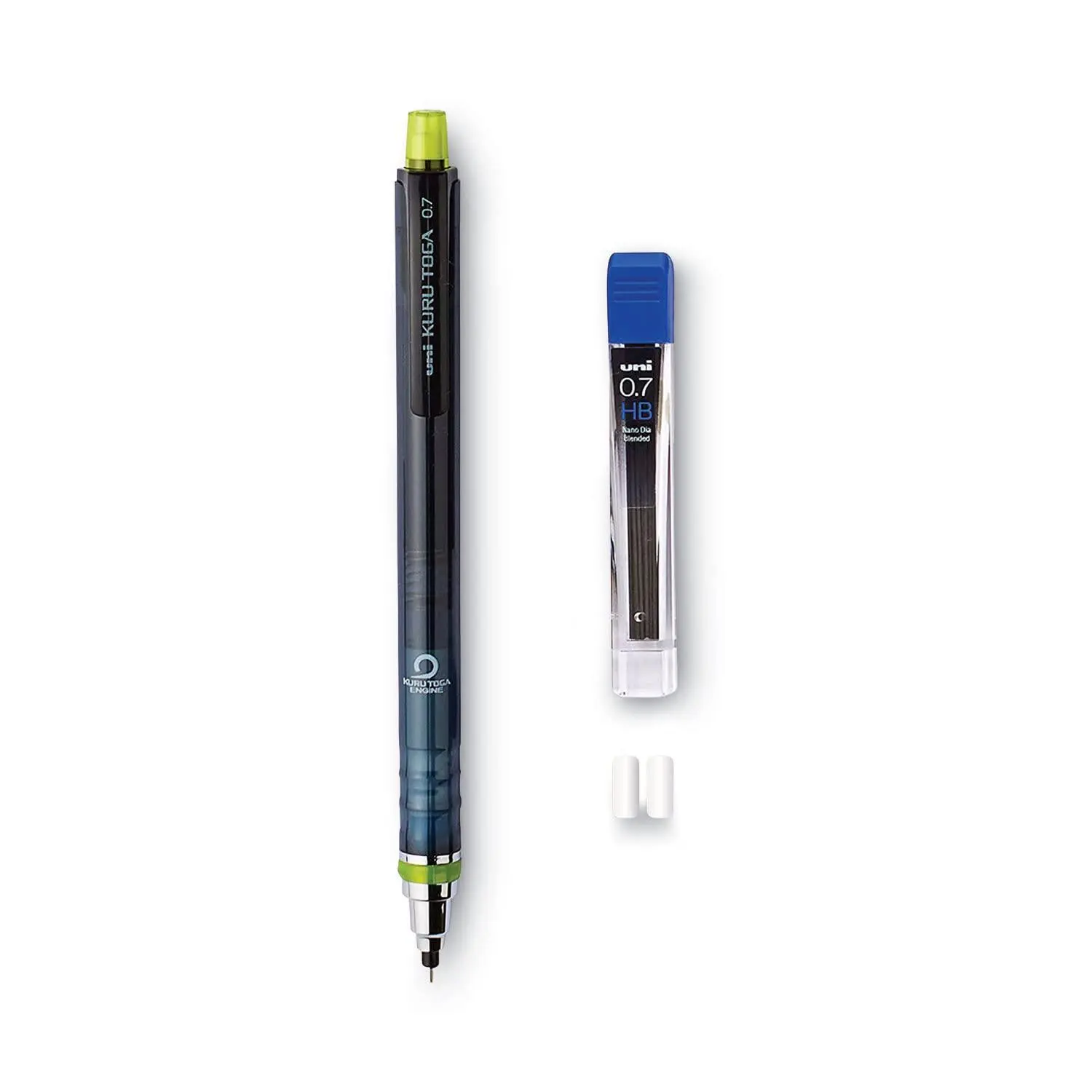 uniball™ Kuru Toga Mechanical Pencil Starter Kit, 0.7mm HB No. 2, 1 Pack | Patented rotating mechanism keeps tip sharp, diamond-infused No. 2 lead for dark marks, replaceable eraser, refillable