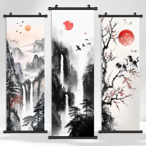Landscape Pattern Canvas Wall Art, 3 Counts Modern Waterproof Scroll Painting, Unframed Painting, Exquisite Wall Decoration, Wall Art for Home Living Room Bedroom Decoration, Unframed Art Print