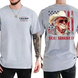 Donald Trump You Missed Western Cowboy Unisex T-Shirt Sweatshirt Hoodie 2 Sides, Trump Cowboy Shirt, 2024 Electionns Shirt, Trump Fighting Shirt, Make America Great Again, For Men For Women,Full Color, Printed In The USA