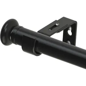1 Inch Black Curtain Rod Set-33 to 82 Inch Long Heavy Duty Blackout Cutain Rod,Telescopic Adjustable Any Length,Easy Installation,Suitable for Bedroom,Kitchen or Living Room Windows Modern Decorative