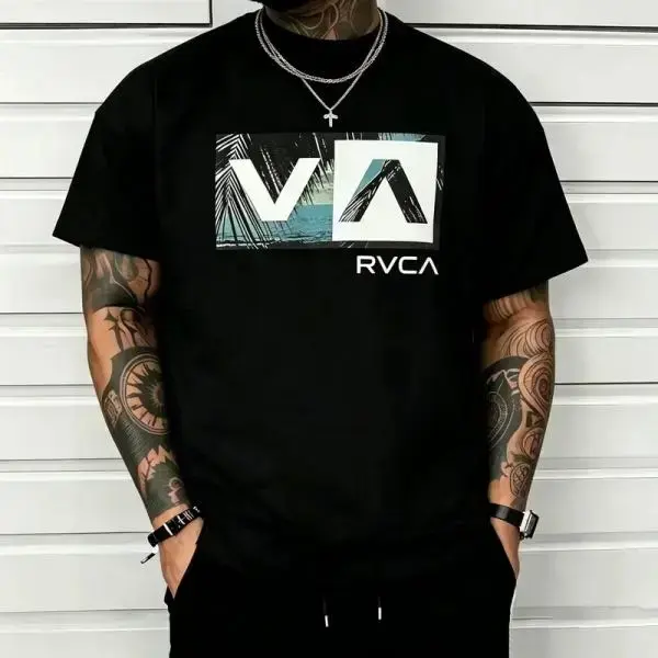 Men's Graphic Short Sleeve Tee with California Palm Tree Print, 100% Cotton Regular Fit Streetwear for a Basic Look, Machine Wash