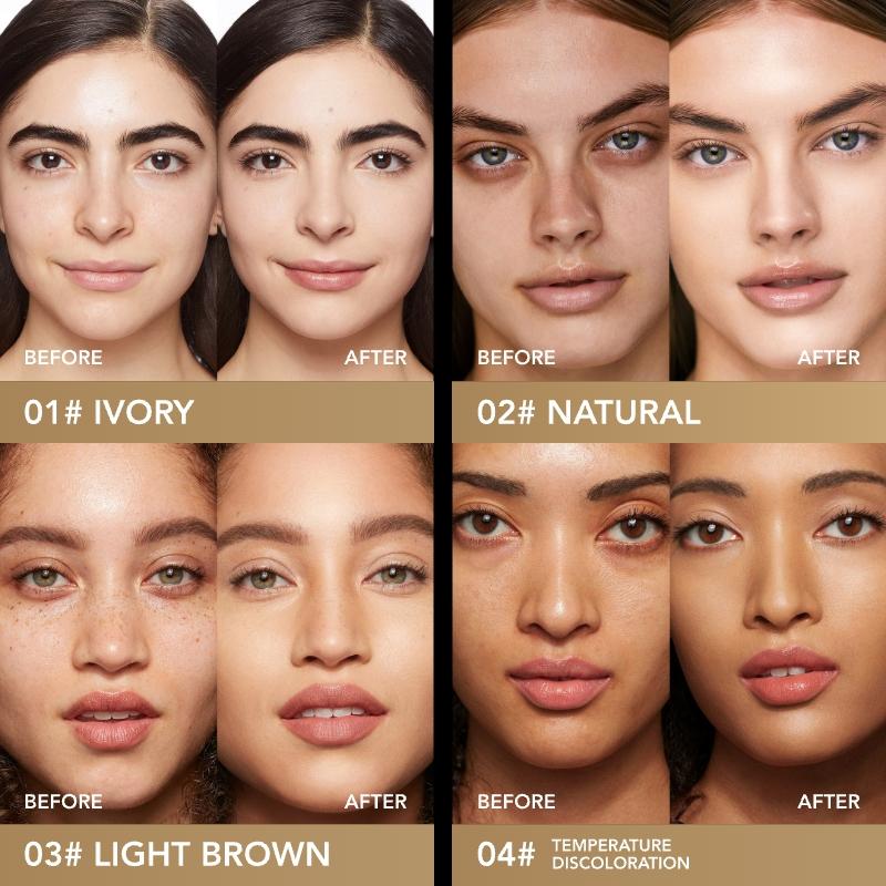 4 Shades High Coverage Foundation Concealer, Lightweight Flawless Finish Concealer Pen for Acne Scars & Dark Circles, Long-Lasting Makeup Base Cosmetic