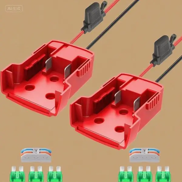 18V ABS Plastic Battery Adapter Kit - 12AWG Heavy Duty Wire Connector with Fuses & Terminals, Power Converter for DIY RC Vehicles, Reusable 2-Pack for Custom Tools & Hardware Projects