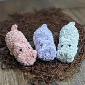 Crochet Mini Hippo Plushie - Keychain OPTION - Handmade mini stuffie