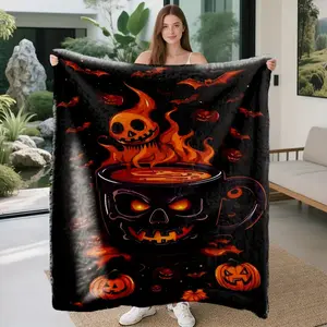 1 Piece Super Heavyweight 280GSM Weighted Blanket - Gothic Pumpkin Lantern, Bat, and Glowing Eyes - All-Season Soft Flannel Bed, Sofa, or Floor Throw Blanket - Suitable for Women, Men, and Teens as Horror Home Decor Gift - Machine Washable - Perfect for H