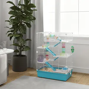 Twin Tower 6 Tier Hamster Enclosure With Hut Wheel Ramps For Living Room Small Rodent Habitat