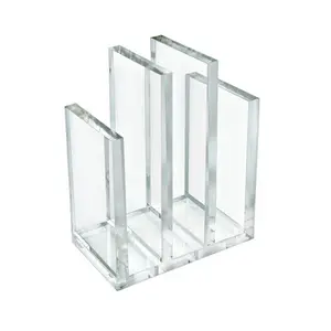Azar Displays Clear Acrylic Bookend and Desk File Sorter, File Folder Holder for Office, Half Inch Thick Acrylic, 1-Pack