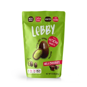 Lebby Snacks, Chocolate Covered Pistachios, Milk Chocolate, 3.5oz, 6 pack Bonbon Dessert