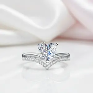 2.0 Ct Heart Cut Diamond Option Double Wave Band Engagement Ring
