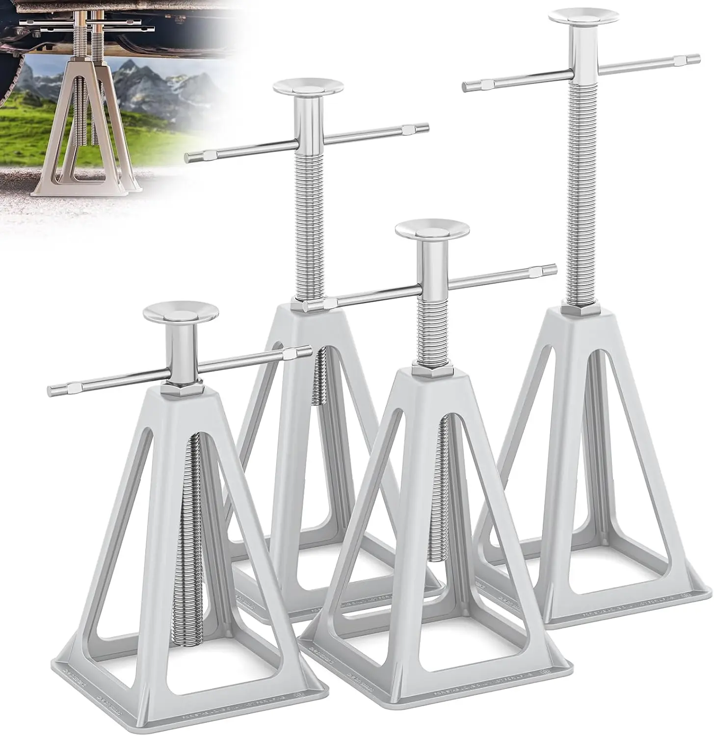 RV Stabilizers Jacks 4 Pack,Screw Jack Stands for RV Camper Travel Trailer Leveling,Aluminum,Single Support Up to 6000 Lbs, Adjustable from 11" to 17"