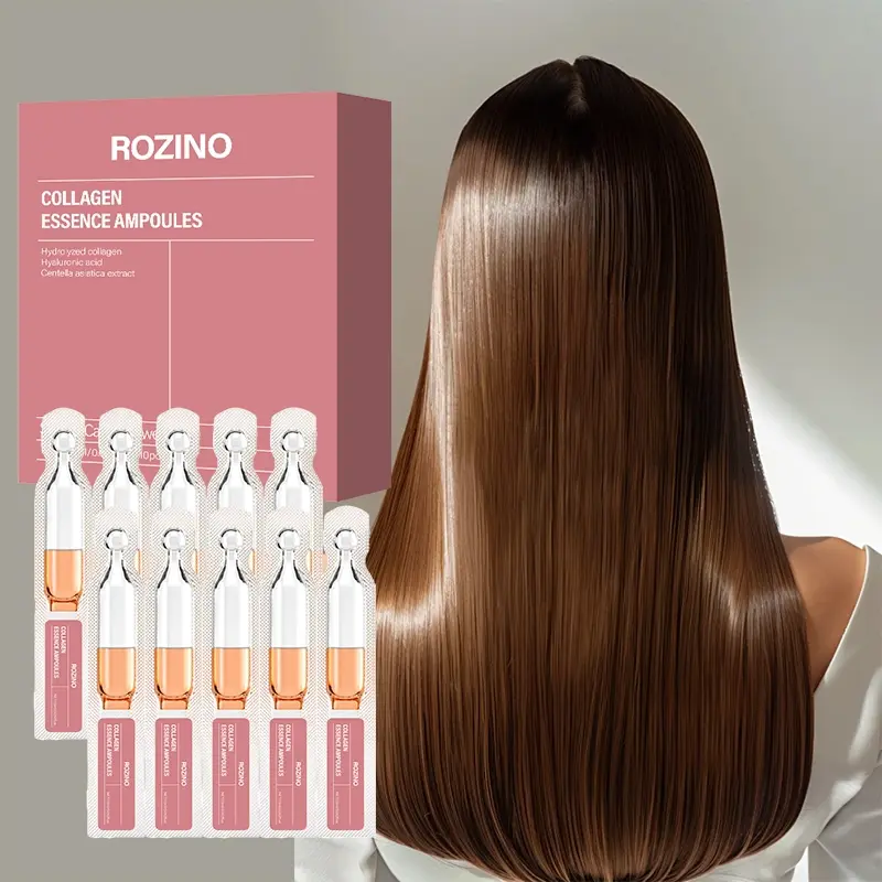 Rozino Collagen Essence Serums Ampoules 10 Pack, Hyaluronic Acid, Firming, Intensive Repair, Portable Ampoules, Dry Skin, Roughness, Smooth, Dull Skin