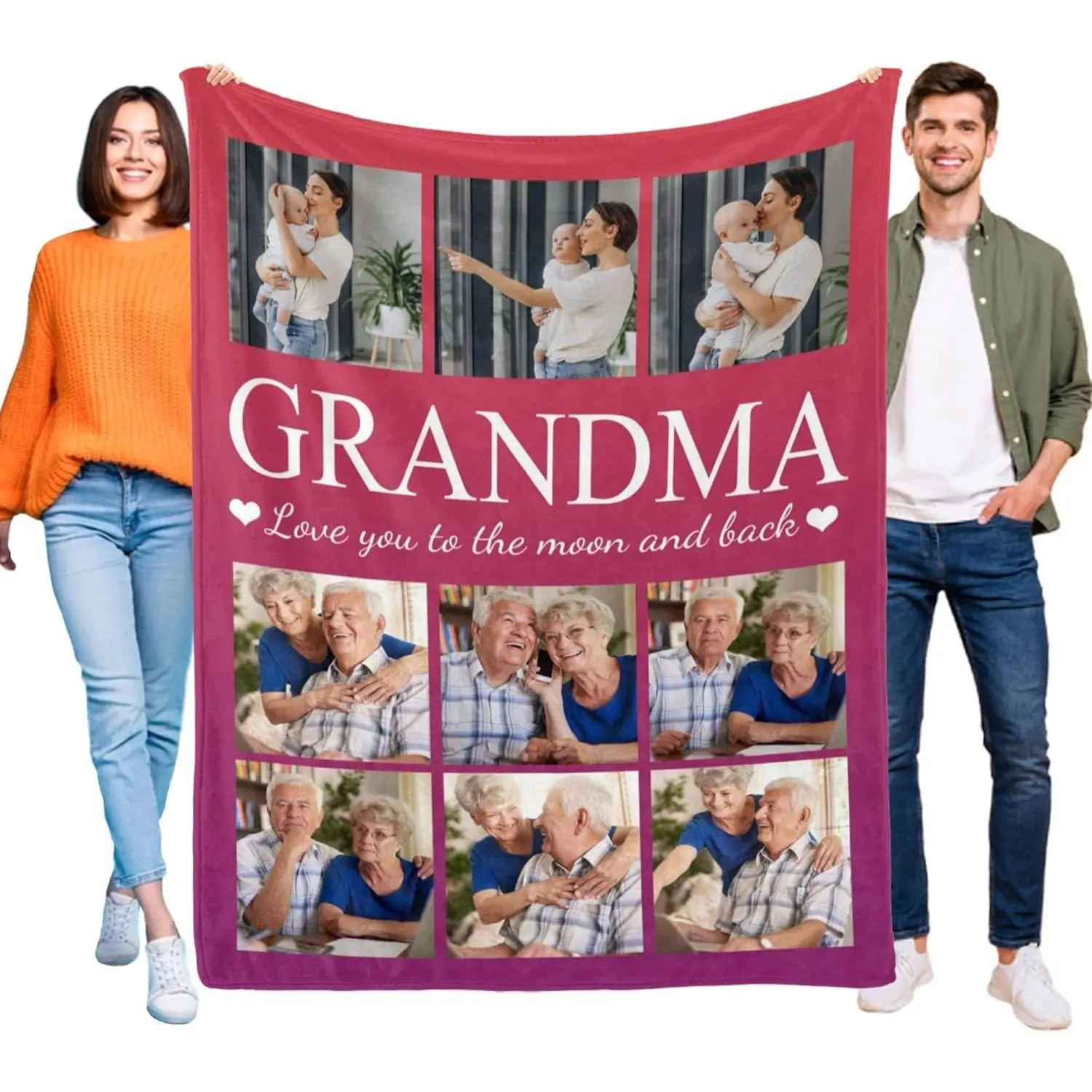 Grandma Blanket Personalized Gifts Mothers Day Best Grandma Blanket from Grandkids Customized Blankets with Photos Custom Picture Blankets Throw Grandparents Mothers Day Birthday Gifts