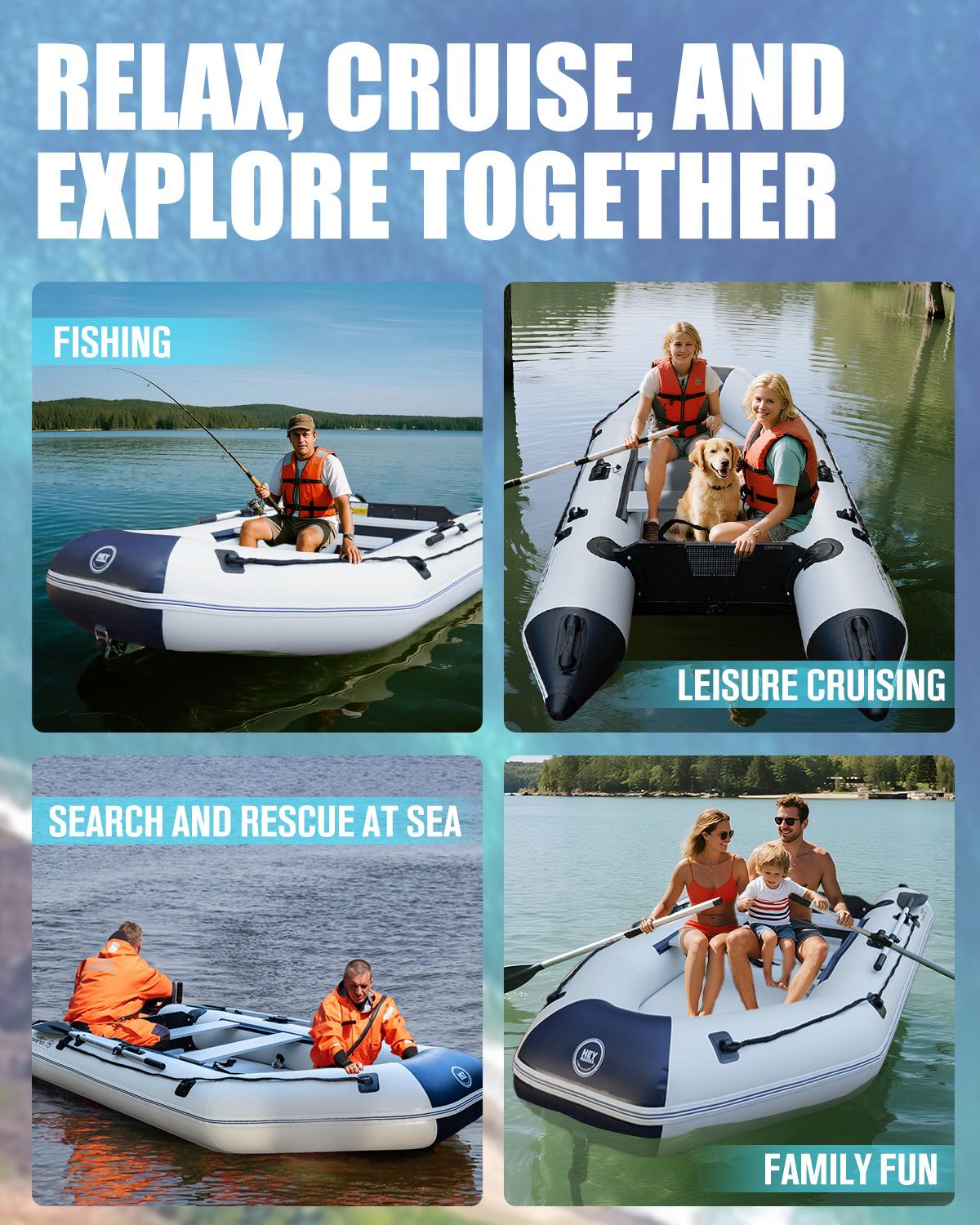 10' x 5' HEYMARINA Inflatable Boat Dinghy, Heavy Duty Blow Up Raft for Fishing, Family Adventure, Lakes, Rivers & Coastal Water 10' x 5' HEYMARINA Inflatable Boat Dinghy, Heavy Duty Blow Up Raft for Fishing, Family Adventure, Lakes, Rivers & Coastal Water
