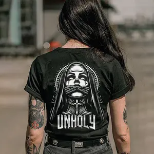 Unholy Nun Printed Women's T-Shirt, Ladies Summer Outfit, Women Graphic Tee, Gift For Girl Friend, Gift for Women, Full Size, Full Color