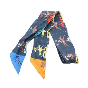Pre-owned HERMÈS Silk Small Leather Goods Hermes Twilly HERMES PARADE Scarf