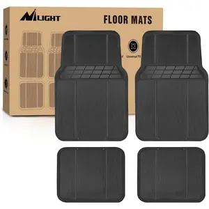 Nilight Rubber Floor Mats for Cars Trucks SUVs,Universal Trim to fit for Most Vehicles,All Weather Protection Heavy Duty Floor Liners,Pack of 4 Interior Automotive