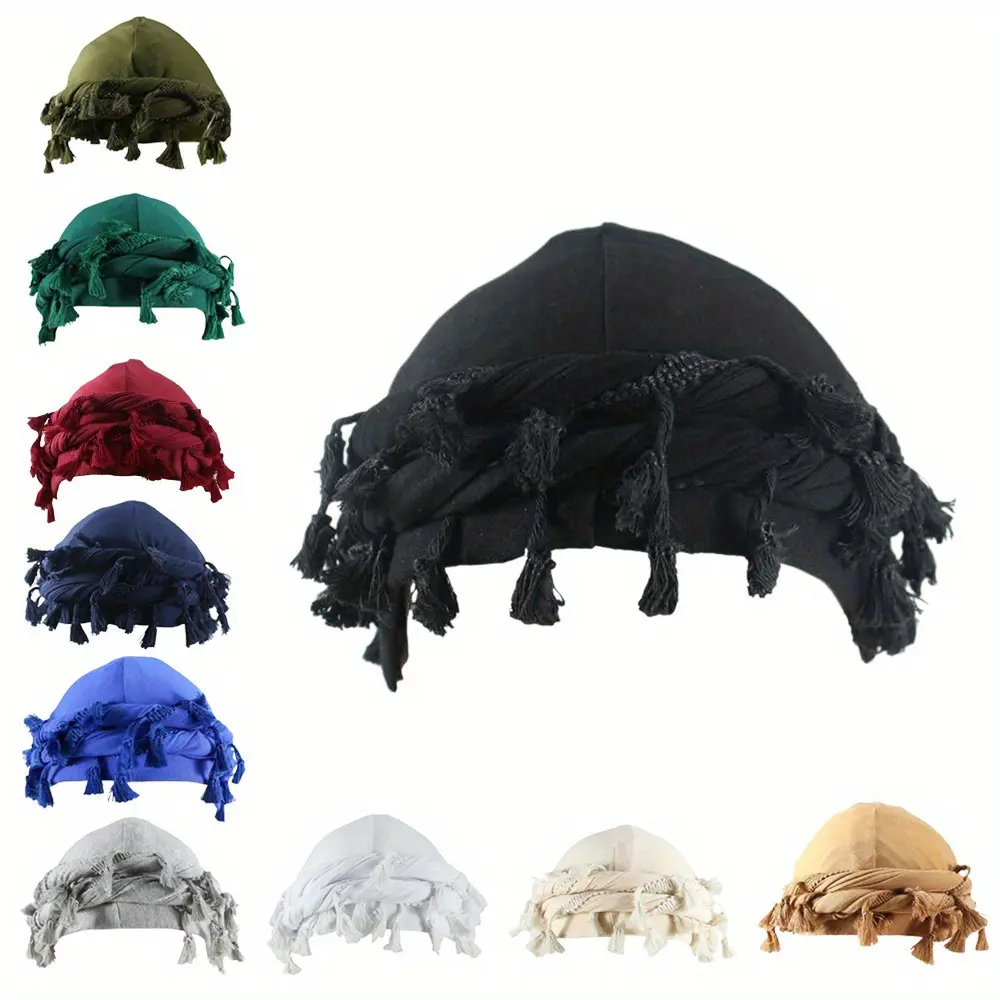 Retro Tassel Headwraps for Women Men – Vintage Ethnic African Style, Knotted Turban Caps, Soft Modal Material