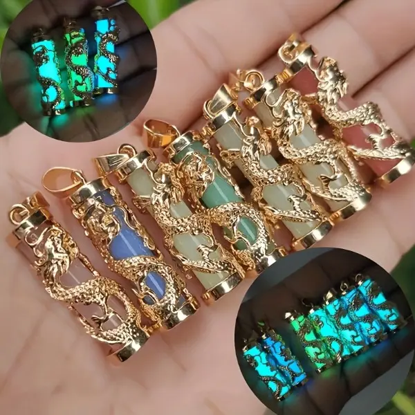 Dragon Pillar Charms, 20pcs Glow-in-the-Dark Plated Alloy Pendants for DIY Jewelry Making and Handmade Crafts, Diy Pendants