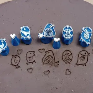 12pcs Clay Stamp & Molding Kit with Multi-Shape Bird, Heart Stamps - DIY Plastic Clay Set for Making, Pottery, Scrapbooking, Card Making - Compatible with Polymer Clay, Wax, Resin Crafts
