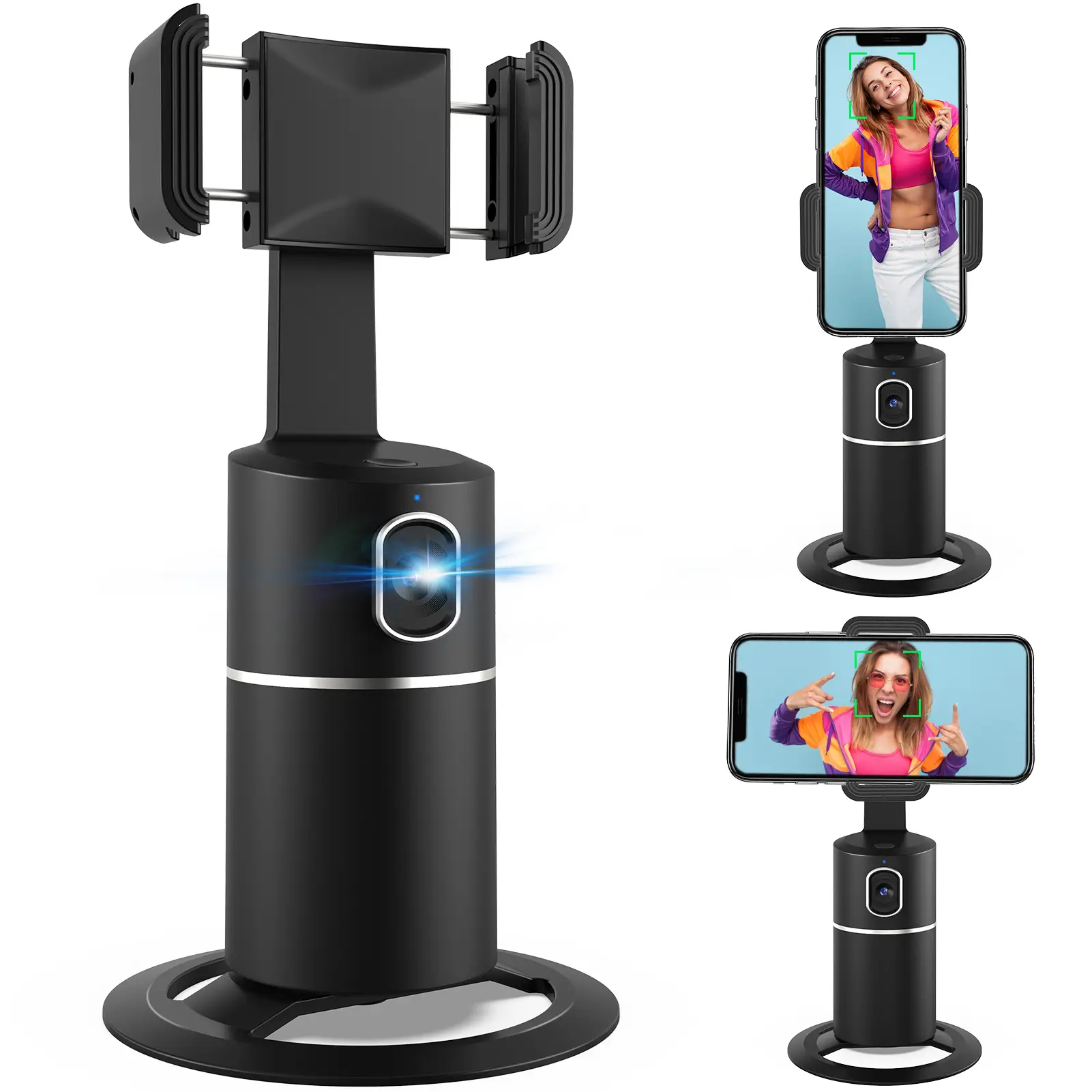 Auto Face Tracking Tripod, No App Required, 360° Rotation Face Body Phone Camera Mount Smart Shooting Phone Tracking Holder for Live Vlog Streaming Vi