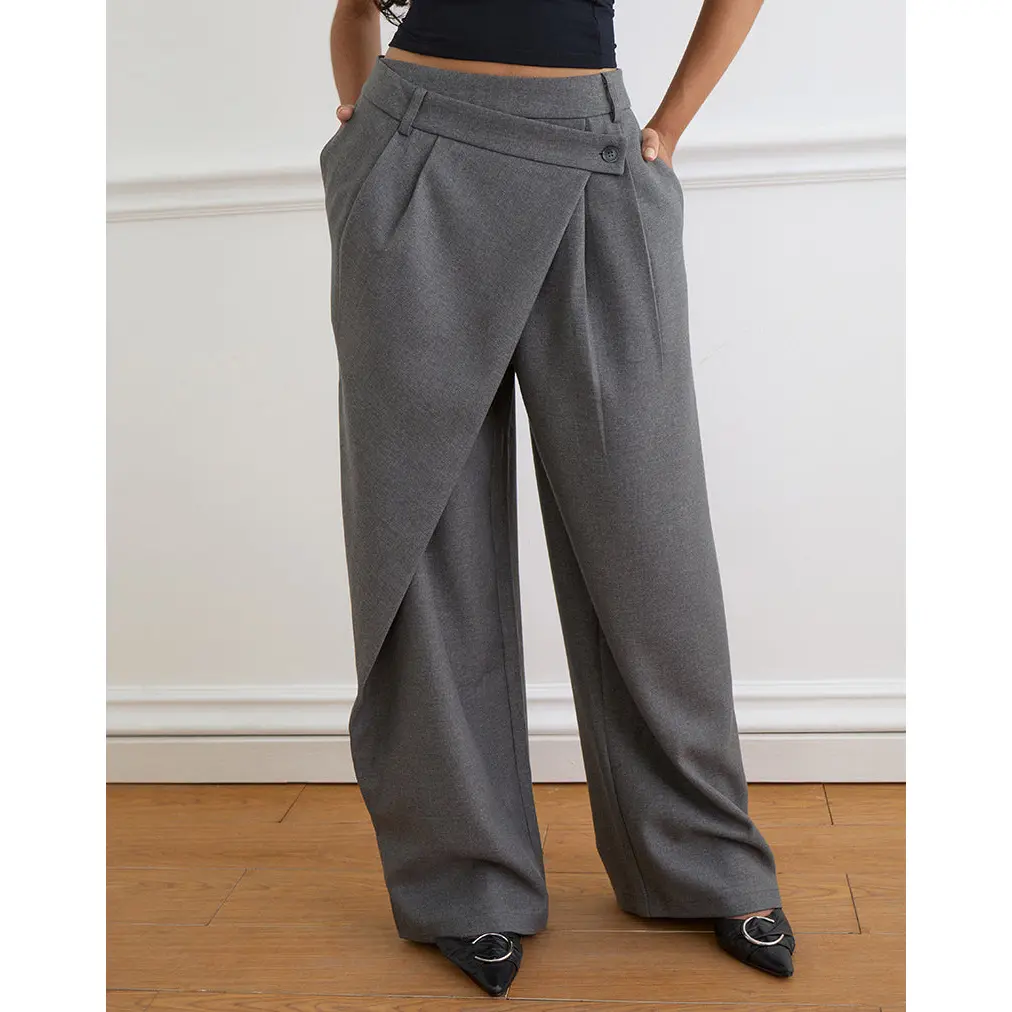 Kanna Asymmetric Trouser in Tailoring Charcoal