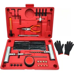 Heavy Duty Tire Plug Kit - 68pcs All-in-One Universal Tire Repair Kit with Plugs, Professional Tools for Tubeless Tyre Flats for Cars, Truck, RV, SUV, ATV, Motorcycle, Tractor, Trailer - GE0001