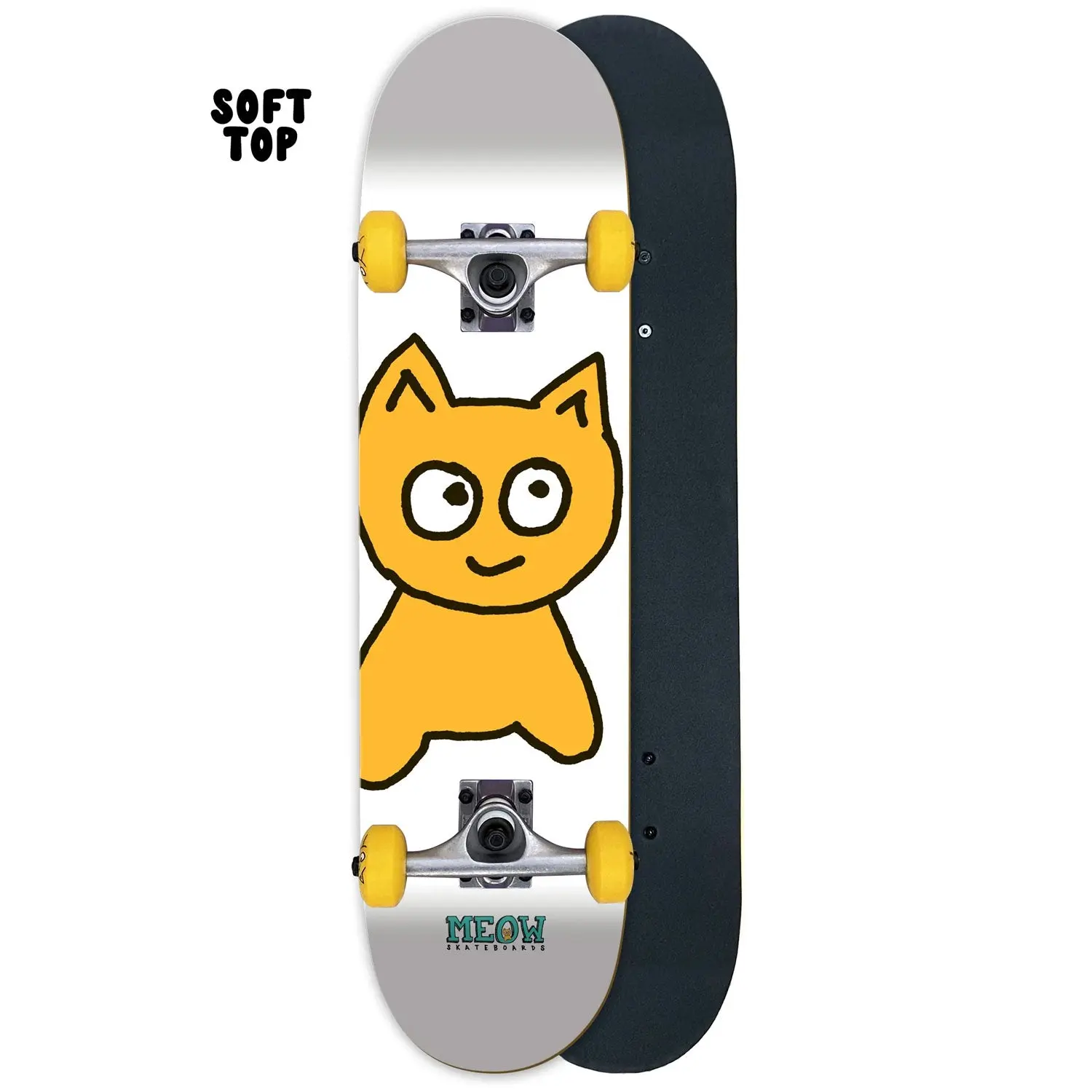 Meow Skateboard Complete Big Cat Soft Top White 7.0" Mini