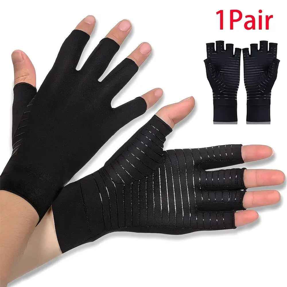 Breathable Compression Half Finger Gloves with Anti-Slip Palm, Grip Gloves, Super Soft Hand Support Gloves, Comfortable for Typing, Workout and Daily Tasks